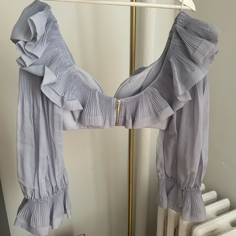 Zimmermann Light Gray Ruffled Blouse - image 2